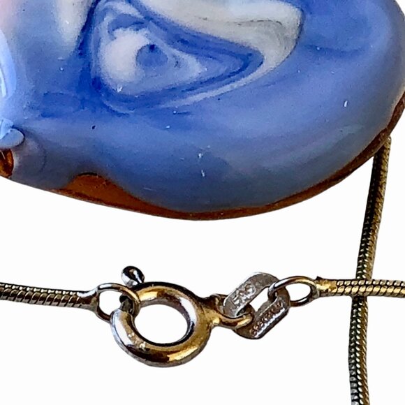 FAS Designer Italy Necklace Sterling Silver & Puffy Heart Pendant Double Sided - Picture 14 of 15